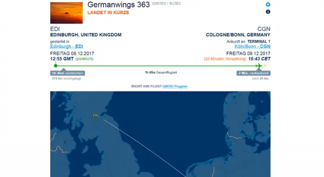 Germanwings Flugverfolgung