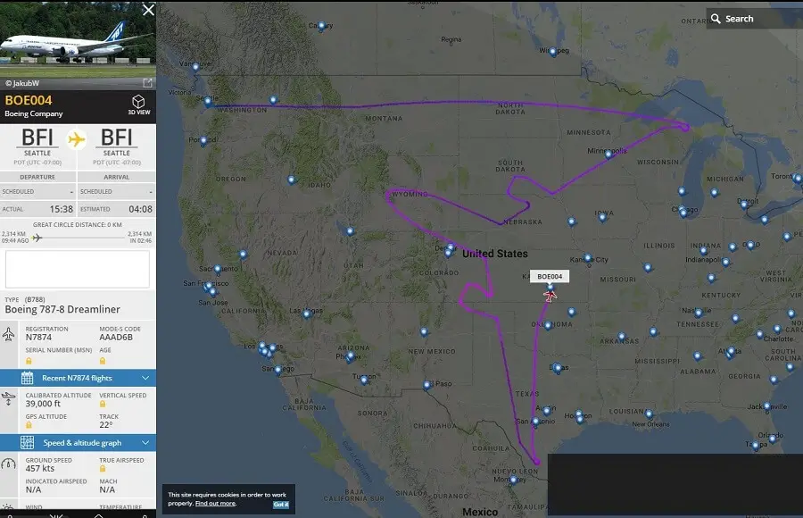 Boeing 787 „zeichnet“ ein Selbstbildnis am Himmel über den USA