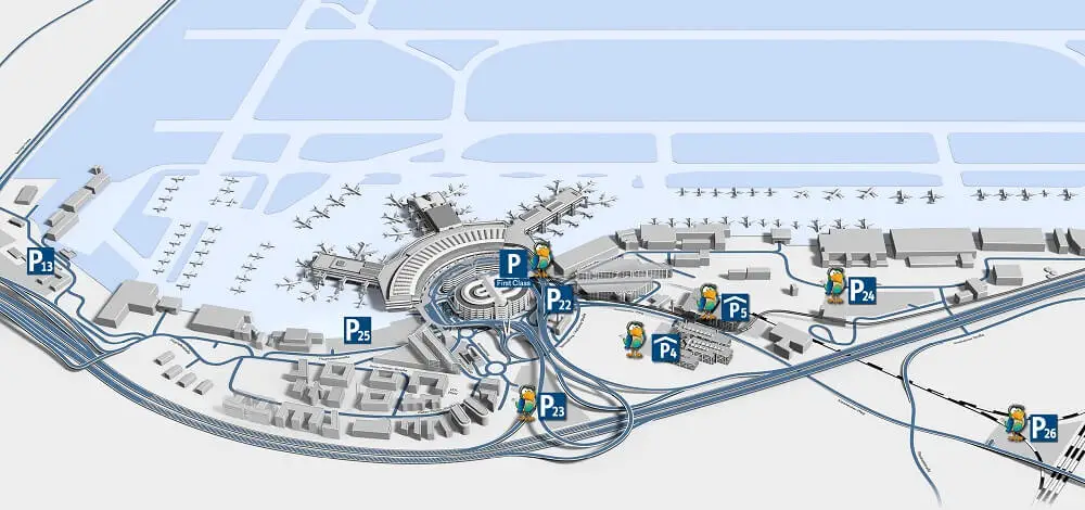 Lageplan am Flughafen Düsseldorf: flightradar Düsseldorf