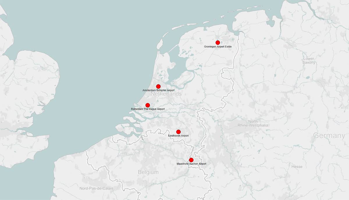 Flughäfen Niederlande Karte
