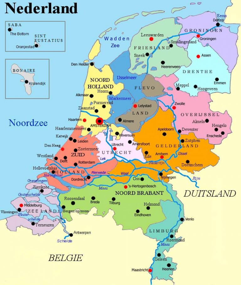 Niederlande Karte Gesamt bersicht Informationen F r Reisende