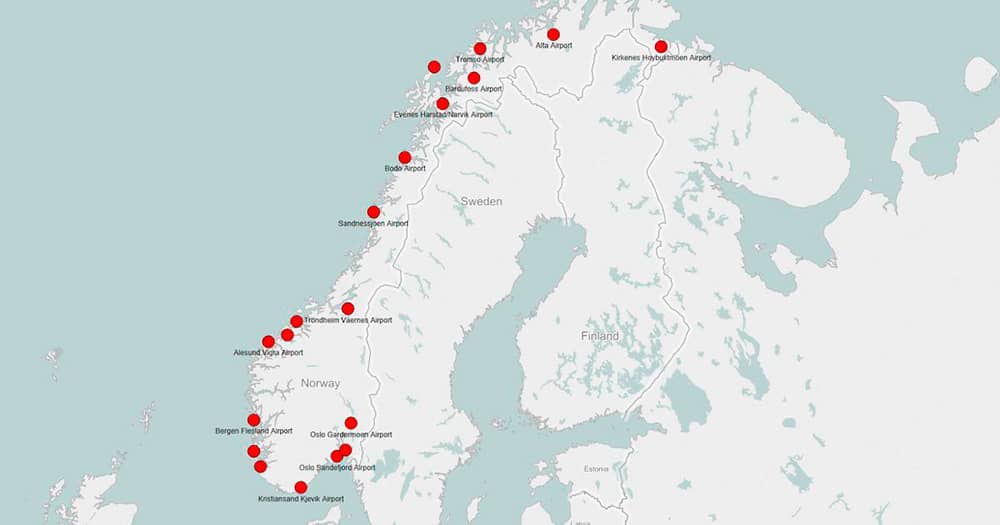 Flughafen Norwegen Karte