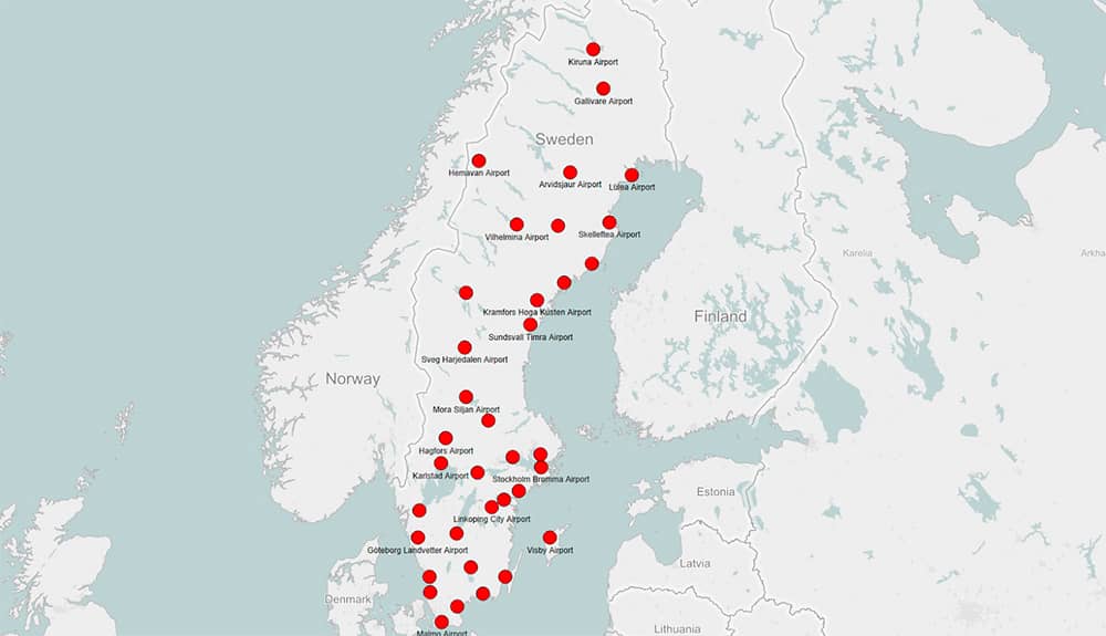 Flughäfen Schweden Karte