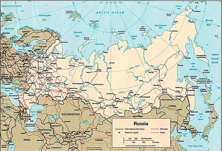 Karte der Straßen in Russland
