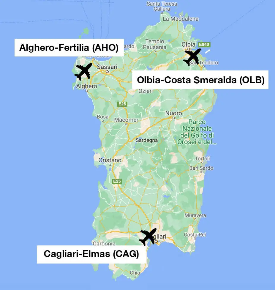 Flughäfen Sardinien karte
