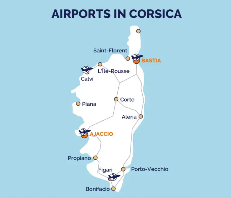 Flughäfen Korsika karte