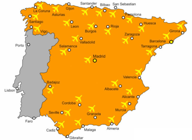 Flughäfen Spanien: Karte und Liste der Internationalen Flughäfen