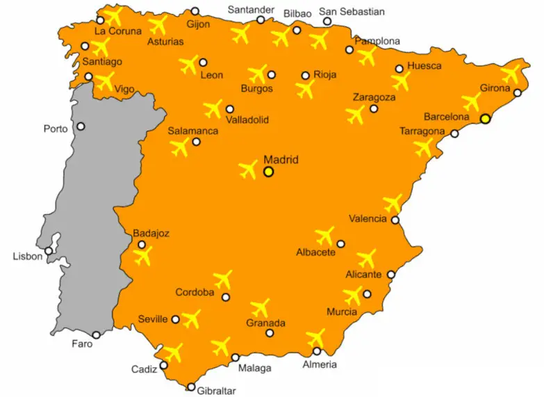 Flughäfen Spanien Karte