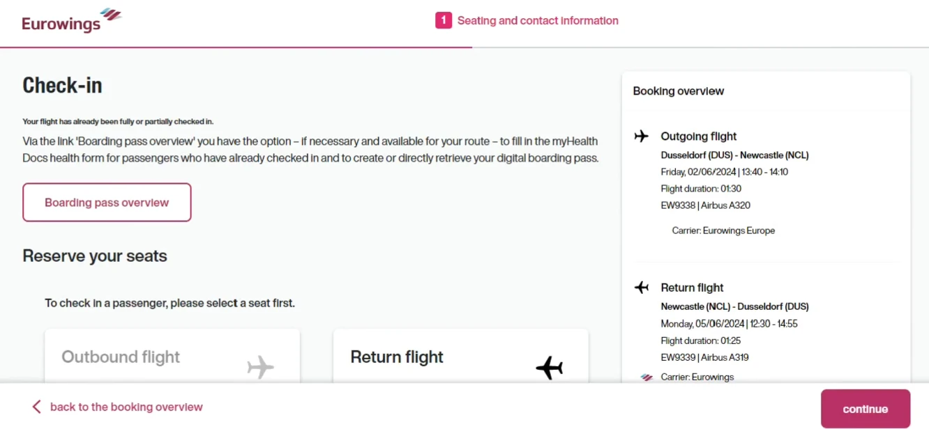 eurowings online check in