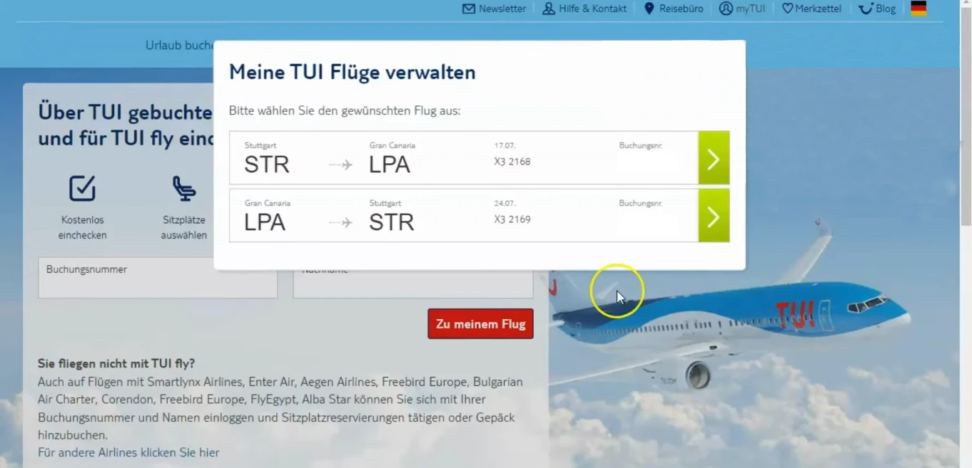 TUI Fly Online Check In