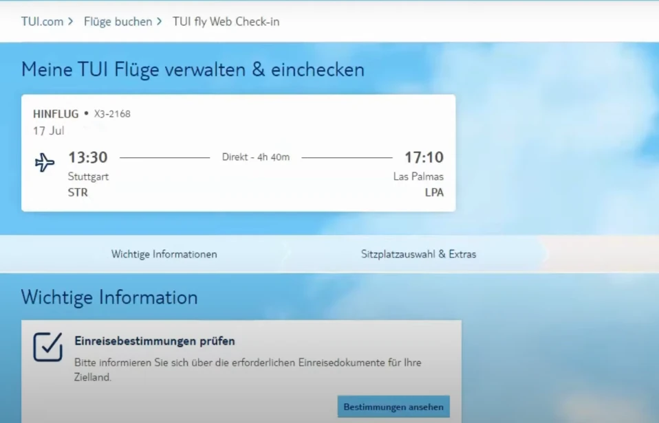 TUI Fly Web Check In