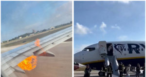 Das Triebwerk der Boeing 737-800 von Ryanair fing Feuer