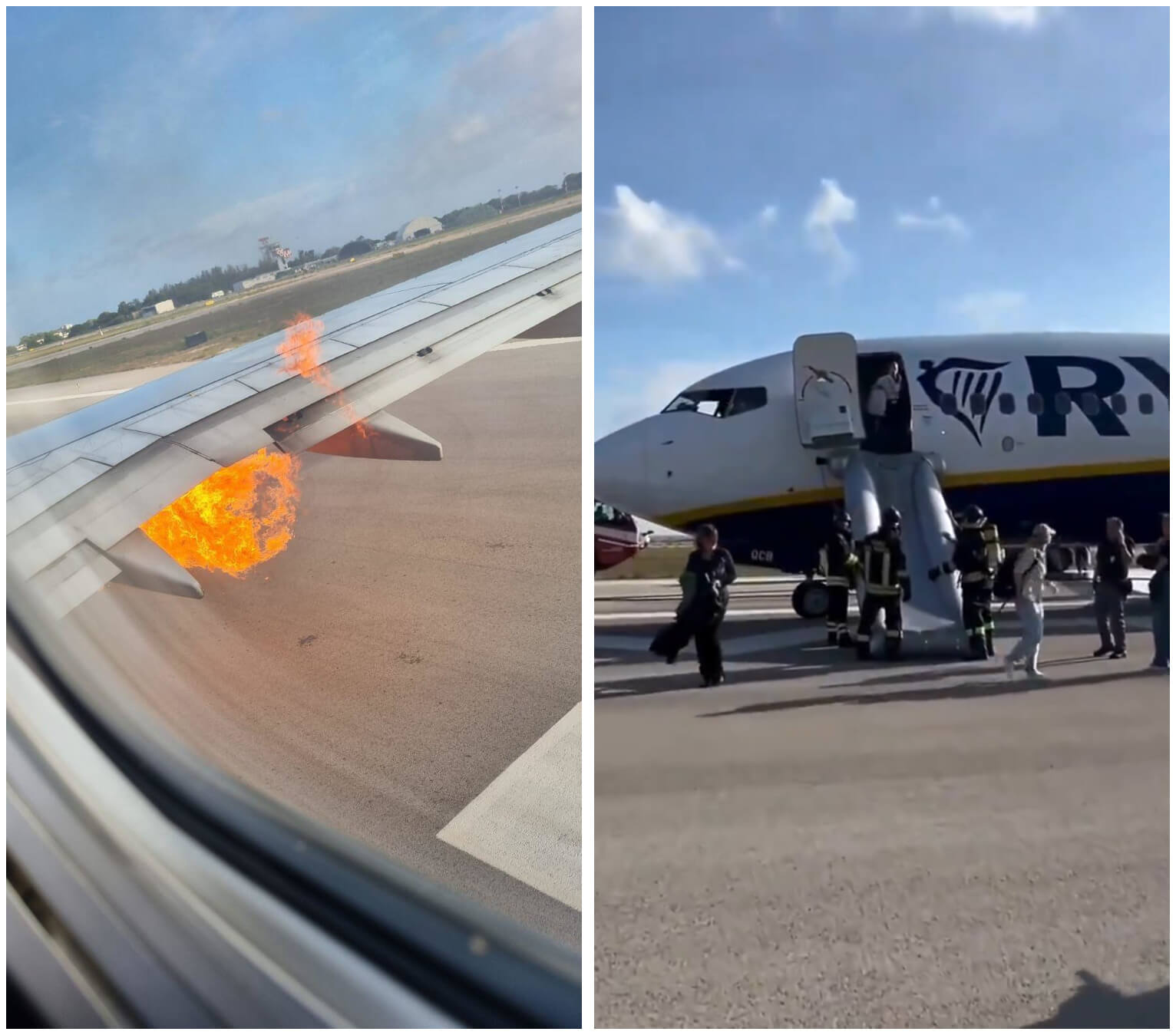 Das Triebwerk der Boeing 737-800 von Ryanair fing Feuer