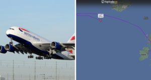 BA A380 nach Triebwerksausfall zurück in London