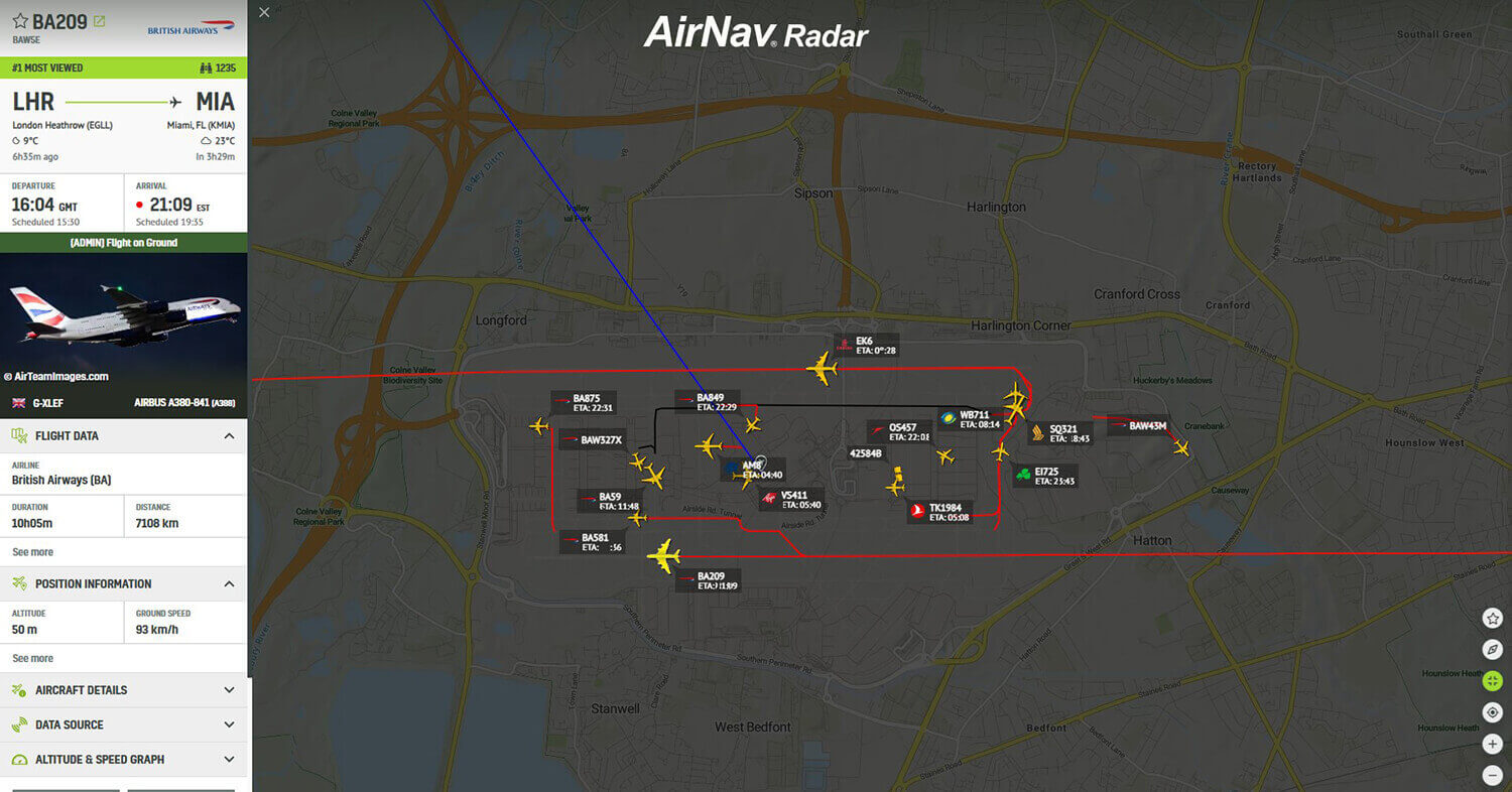 British Airways Flug #BA209 landet wieder in London Heathrow 