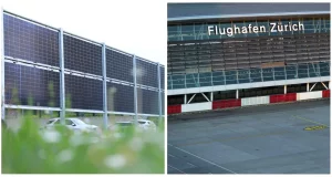 Neue Solarzäune am Flughafen Zürich im Testbetrieb