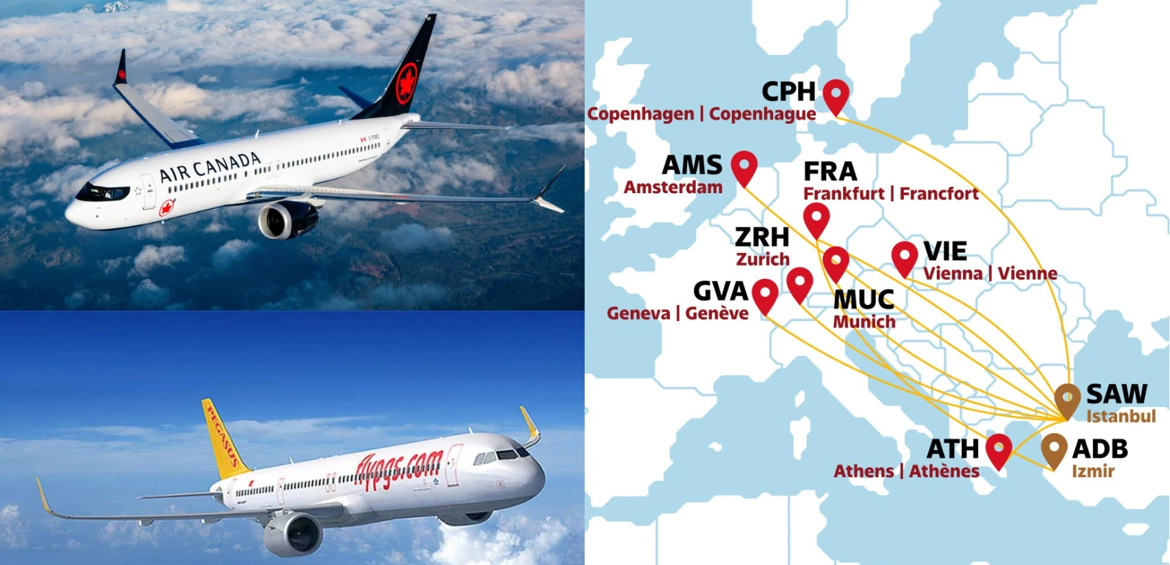 Air Canada startet Partnerschaft mit Pegasus Airlines